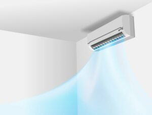 Eine Split Klimaanlage erzeugt kalte Luft
