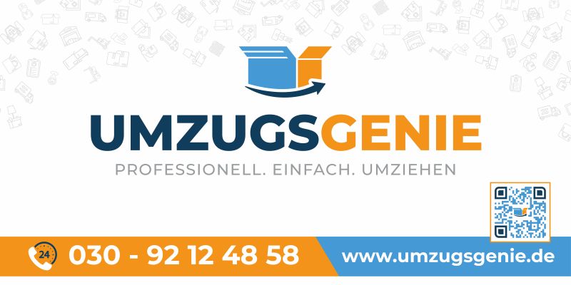 Logo mit Umzugskarton und Slogan einer Umzugsfirma